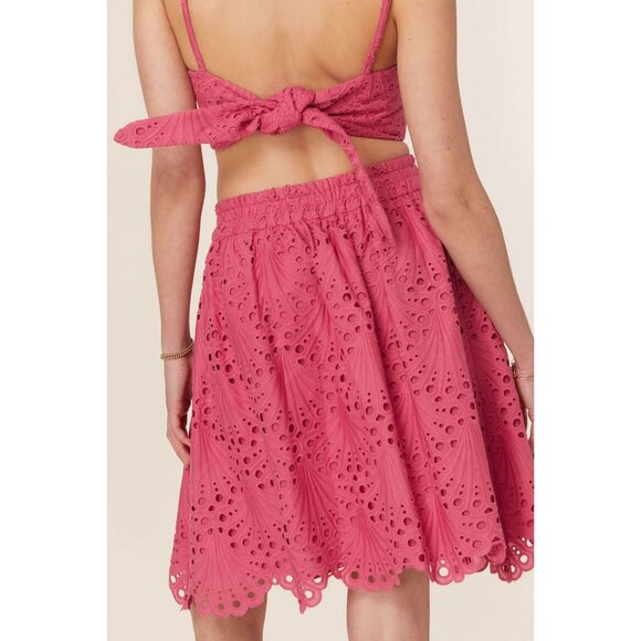 Andie Santiago Crop Top Mona Skirt Set Sz M Rosette Cotton Eyelet Summer Outfit - Picture 12 of 16